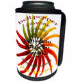 3dRose Taiche - Tee Shirt - Chili Peppers - Chili Color Wheel With Hot Pepper Text - Can Cooler Bottle Wrap (cc_269765)