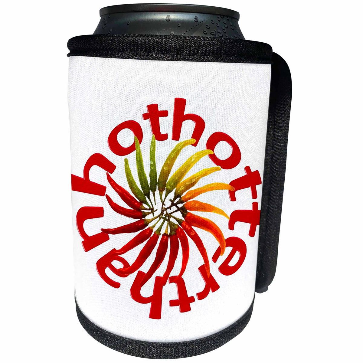 3dRose Taiche - Tee Shirt - Chili Peppers - Hotter Than Hot Chili Pepper Design - Can Cooler Bottle Wrap (cc_269768)