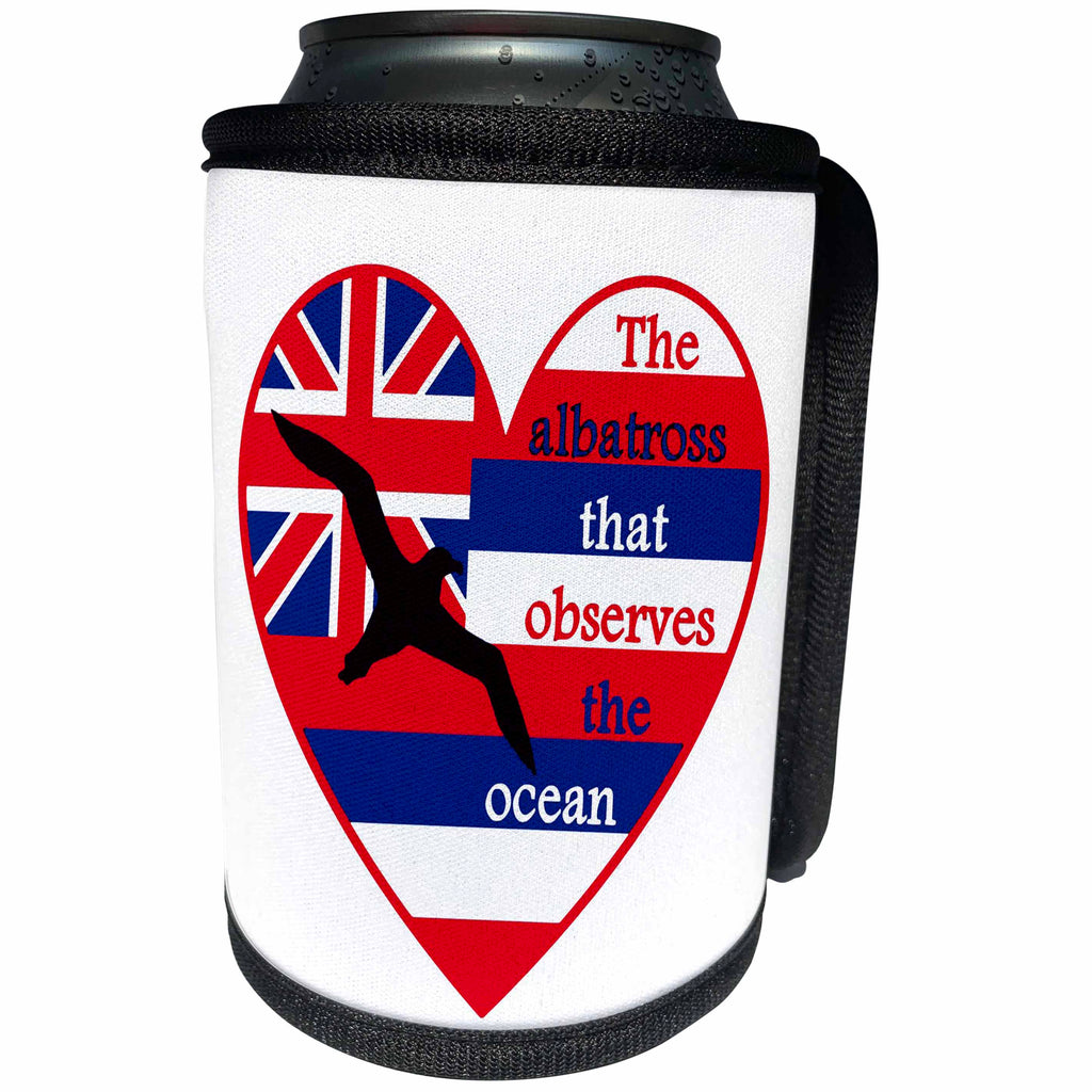 3dRose Taiche - Tee Shirt - Hawaiian Proverb - The Albatross That Observes The Ocean Proverb - Can Cooler Bottle Wrap (cc_269773)