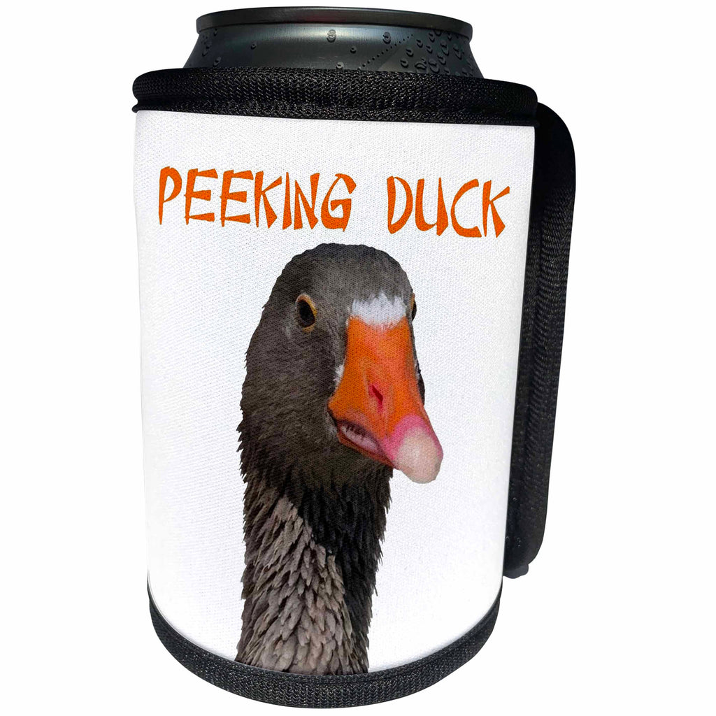 3dRose Taiche - Tee Shirt - Duck - Peeking Duck - Can Cooler Bottle Wrap (cc_269780)