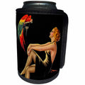 3dRose Scenes from the Past Ephemera - 1938 Pin-Up Girl with a Macaw Vintage - Can Cooler Bottle Wrap (cc_269784)