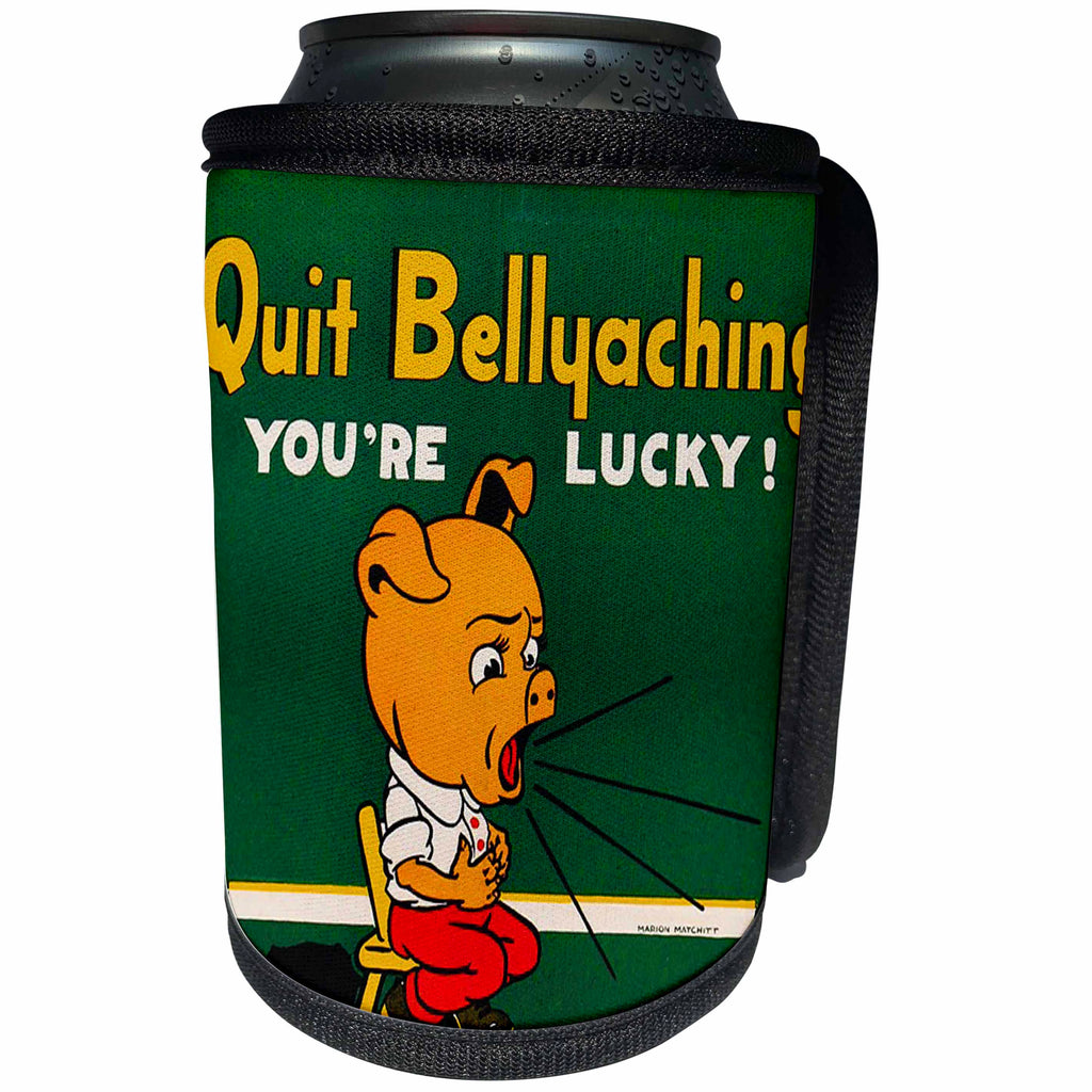 3dRose Scenes from the Past Ephemera - 1942 World War II Workplace Poster Quit Bellyaching Youre Lucky - Can Cooler Bottle Wrap (cc_269785)