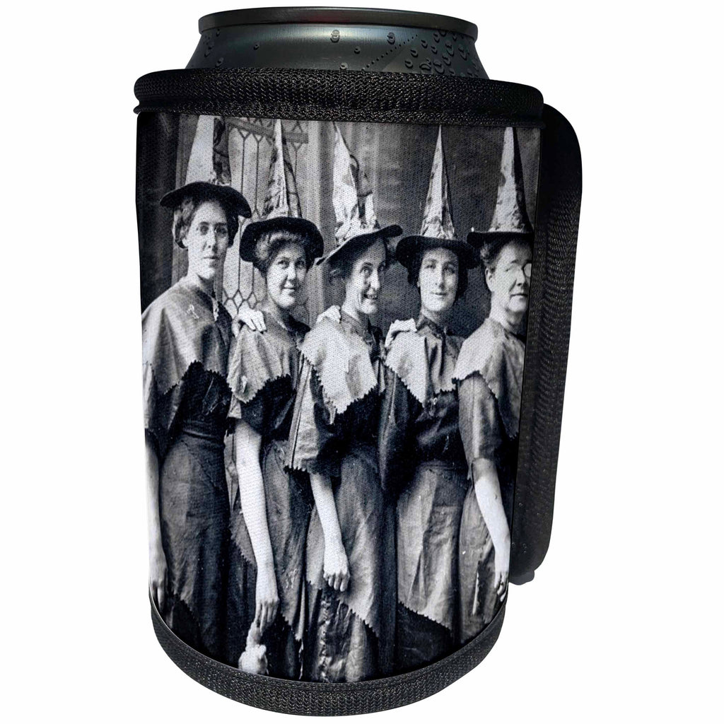 3dRose Scenes from the Past Ephemera - Vintage Halloween Witches Coven Early 1900s Scary - Can Cooler Bottle Wrap (cc_269792)