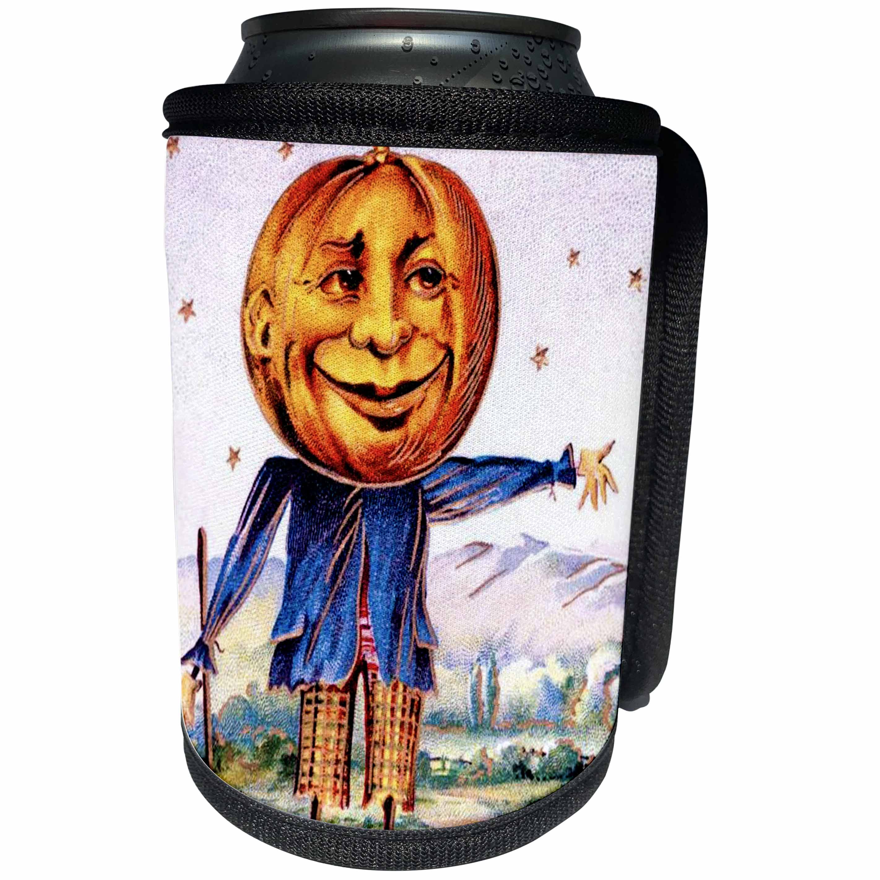 3dRose Scenes from the Past Ephemera - Vintage Halloween Scarecrow Early 1900s Postcard - Can Cooler Bottle Wrap (cc_269797)