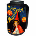 3dRose Scenes from the Past Ephemera - A Jolly Halloween Vintage Early 1900s Holiday Postcard Little Witch - Can Cooler Bottle Wrap (cc_269800)