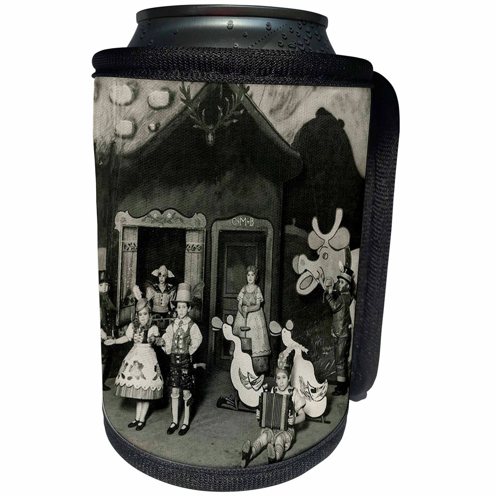 3dRose Scenes from the Past Ephemera - Vintage Midget Vaudeville Surreal Swiss Alps Scene 1930s - Can Cooler Bottle Wrap (cc_269811)