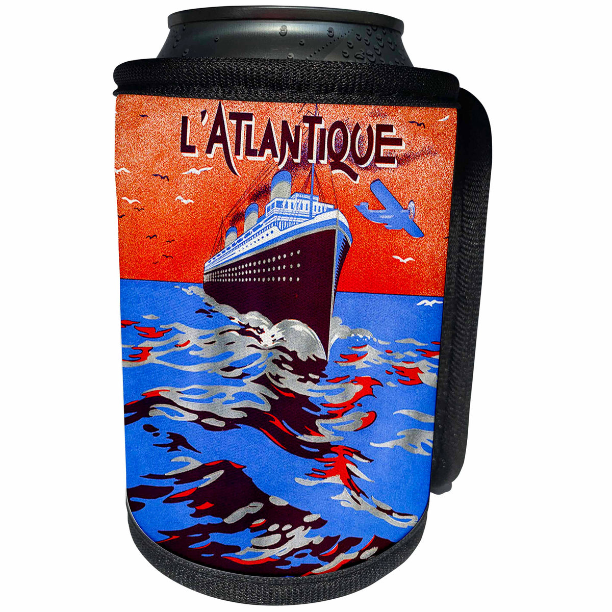 3dRose Scenes from the Past Ephemera - Vintage Art Deco Travel L Atlantique Pochoir 1930s Transatlantic Cruise - Can Cooler Bottle Wrap (cc_269813)