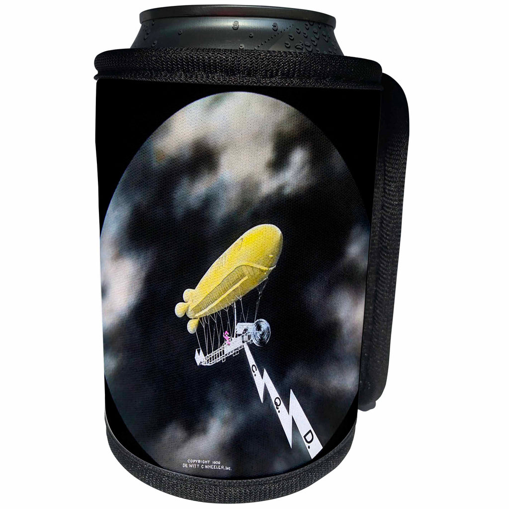 3dRose Scenes from the Past Magic Lantern Slides - 1909 Zeppelin Airship Magic Lantern Slide Dawn of Aviation - Can Cooler Bottle Wrap (cc_269818)