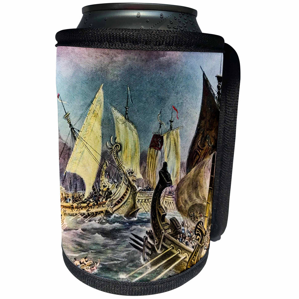 3dRose Scenes from the Past Magic Lantern Slides - Vintage Battle of Salamis Ancient Greek Persian Themistocles - Can Cooler Bottle Wrap (cc_269838)