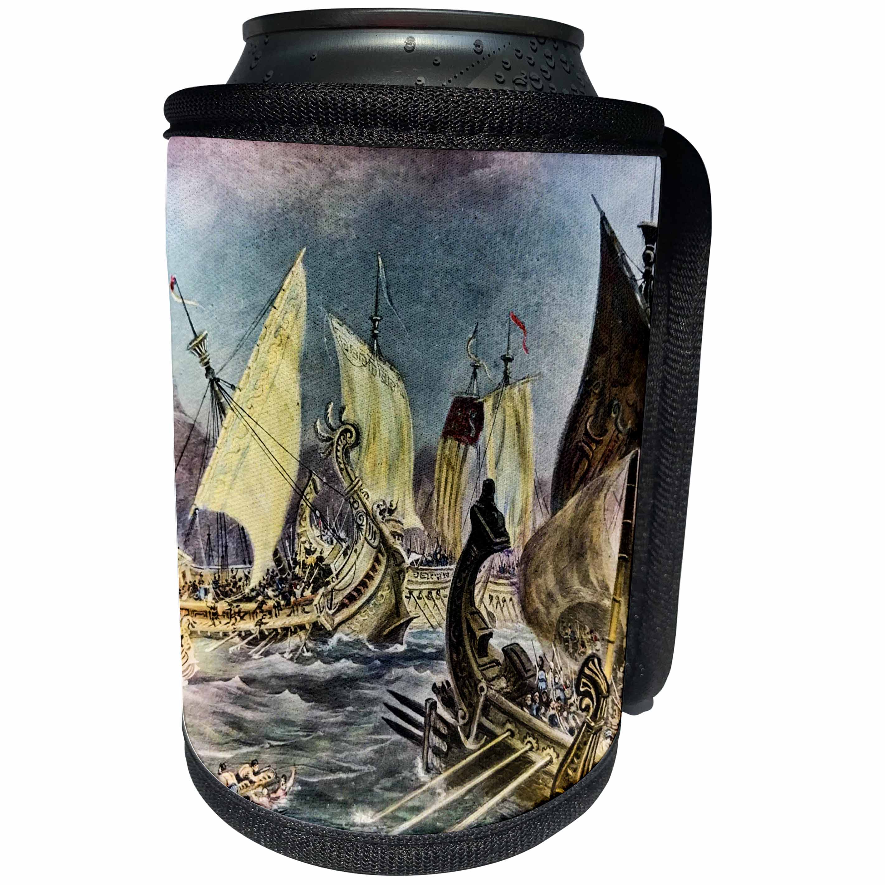 3dRose Scenes from the Past Magic Lantern Slides - Vintage Battle of Salamis Ancient Greek Persian Themistocles - Can Cooler Bottle Wrap (cc_269838)