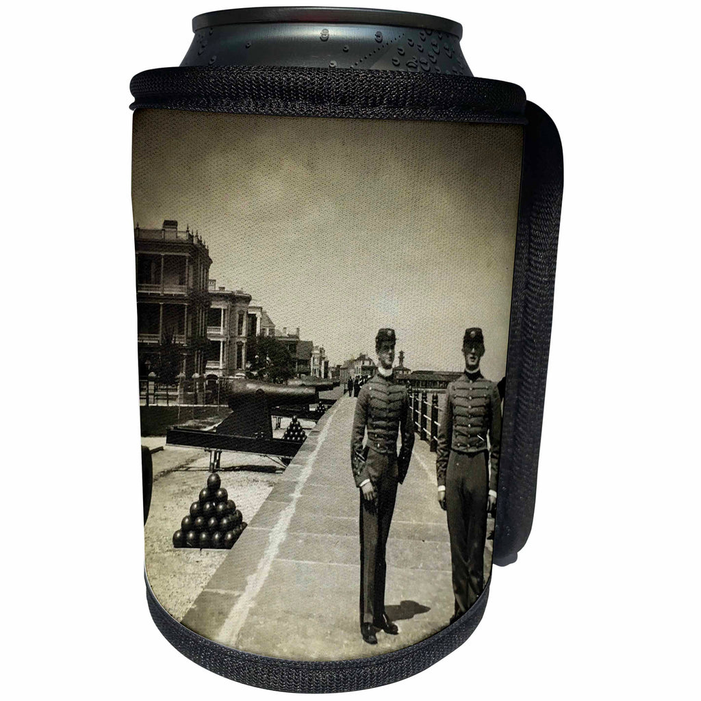 3dRose Scenes from the Past Magic Lantern Slides - Vintage Civil War Battery Fort Sumter Charleston South Carolina - Can Cooler Bottle Wrap (cc_269840)