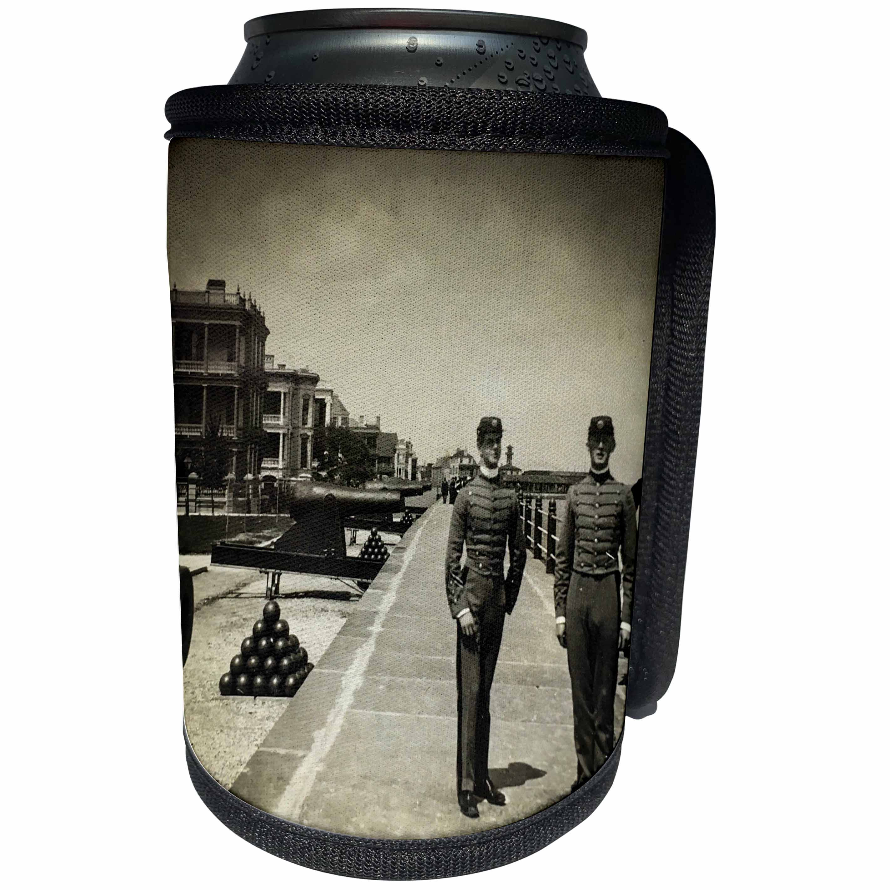 3dRose Scenes from the Past Magic Lantern Slides - Vintage Civil War Battery Fort Sumter Charleston South Carolina - Can Cooler Bottle Wrap (cc_269840)