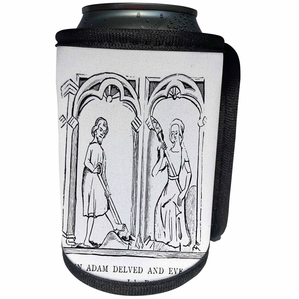3dRose Scenes from the Past Magic Lantern Slides - Vintage Christianity When Adam Delved and Eve Span Circa Early 1900s - Can Cooler Bottle Wrap (cc_269883)