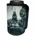 3dRose Scenes from the Past Magic Lantern Slides - Little Girl Playing Chess With a Lobster and a Hawk Vintage 1930s - Can Cooler Bottle Wrap (cc_269888)