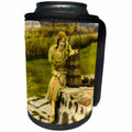 3dRose Scenes from the Past Magic Lantern Slides - Nova Scotia Canadian Woman on Water Well 1920s - Can Cooler Bottle Wrap (cc_269907)