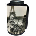 3dRose Scenes from the Past Magic Lantern Slides - Vintage Group Walking Towards Eiffel Tower Paris France - Can Cooler Bottle Wrap (cc_269927)