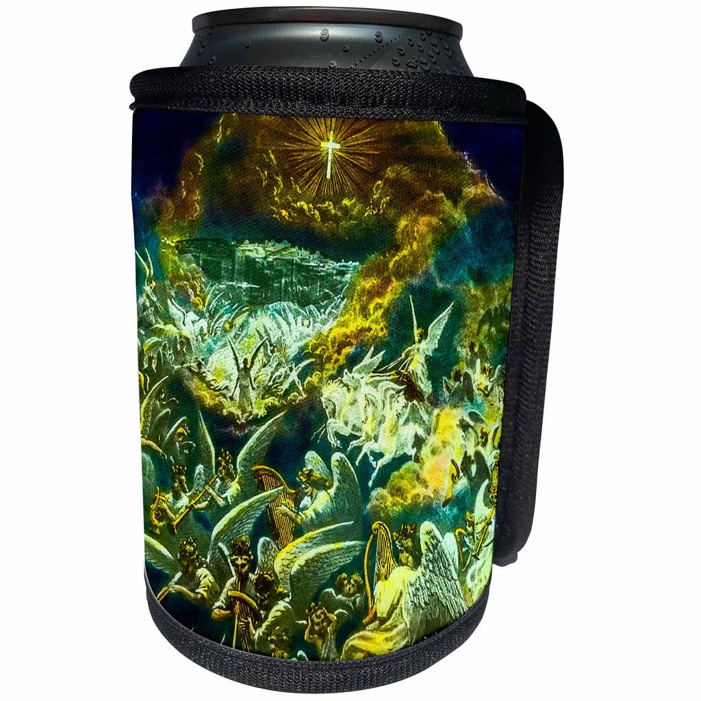 3dRose Scenes from the Past Magic Lantern Slides - The Angels Played from On High Vintage Christian Slide Circa 1880s - Can Cooler Bottle Wrap (cc_269961)