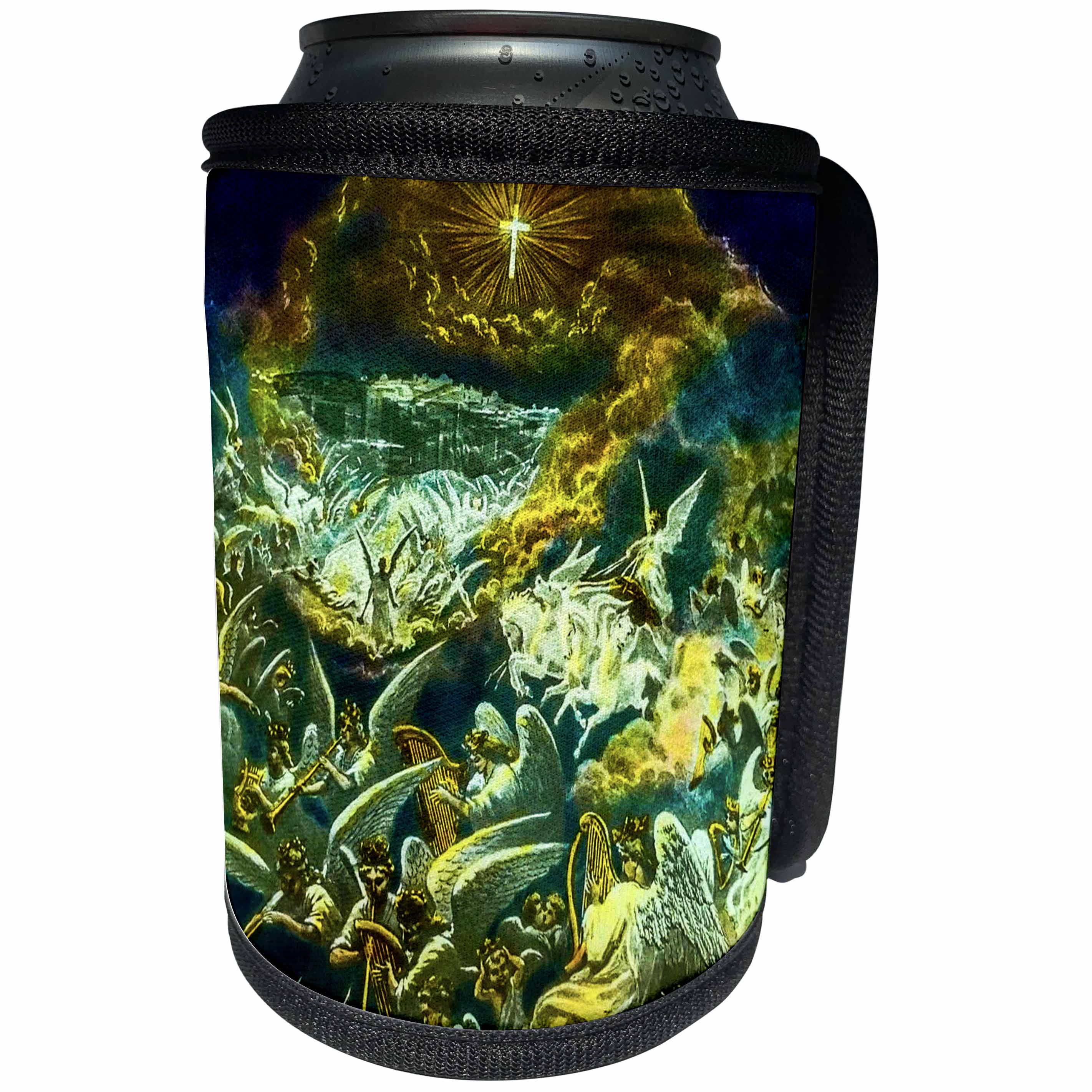 3dRose Scenes from the Past Magic Lantern Slides - The Angels Played from On High Vintage Christian Slide Circa 1880s - Can Cooler Bottle Wrap (cc_269961)