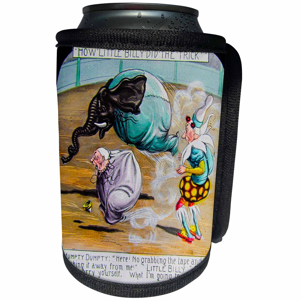 3dRose Scenes from the Past Magic Lantern Slides - How Little Billy Did the Trick Vintage Circus Clown Weird 1880s - Can Cooler Bottle Wrap (cc_269962)