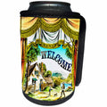 3dRose Scenes from the Past Magic Lantern Slides - Welcome Slide Featuring Hessian Soldier and Village Circa 1890s - Can Cooler Bottle Wrap (cc_269964)