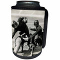3dRose Scenes from the Past Vintage Stereoview Cards - 1928 Stereoview Image Hold Em College Football Silent Film Still - Can Cooler Bottle Wrap (cc_269974)