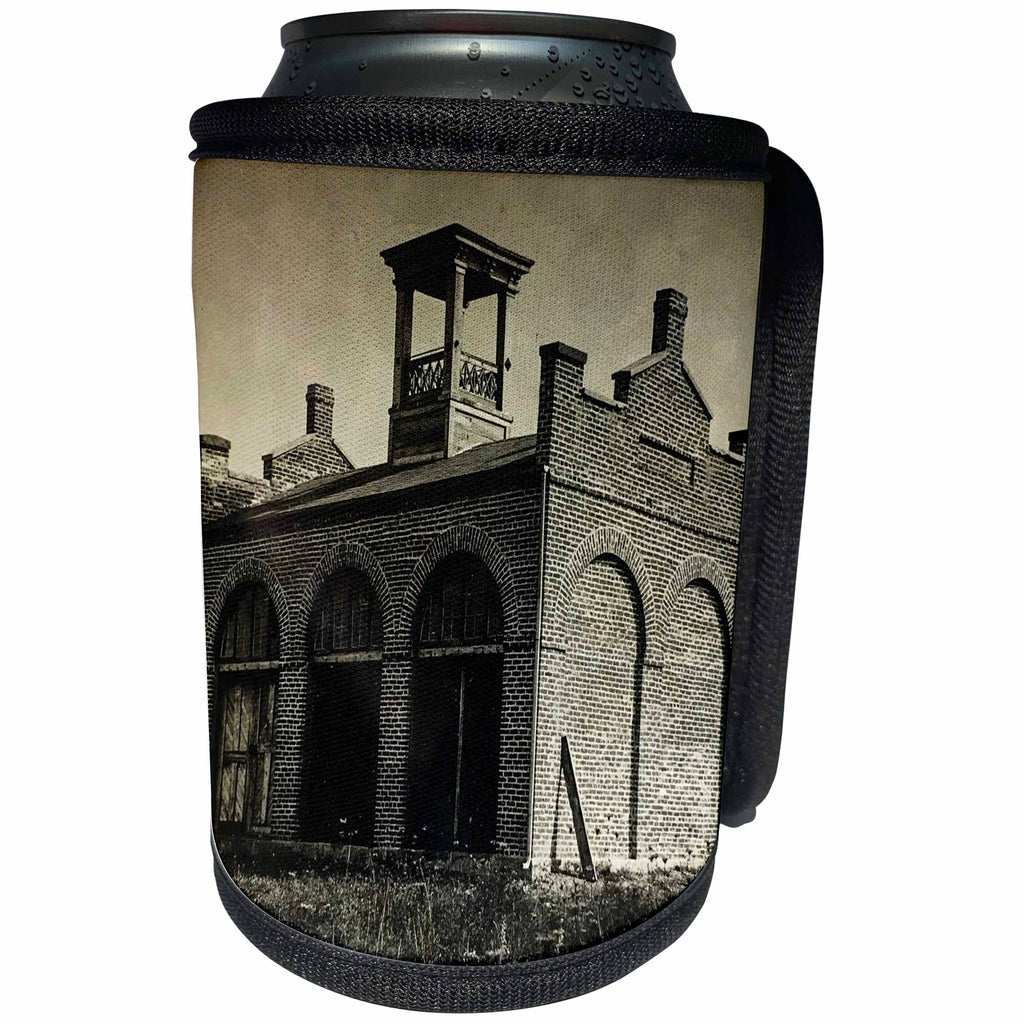 3dRose Scenes from the Past Vintage Stereoview Cards - John Browns Fort at Harpers Ferry West Virginia Vintage Stereoview - Can Cooler Bottle Wrap (cc_269994)