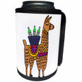 3dRose All Smiles Art Drinking - Funny Cute Llama Carrying Basket of Beer Cartoon - Can Cooler Bottle Wrap (cc_270056)