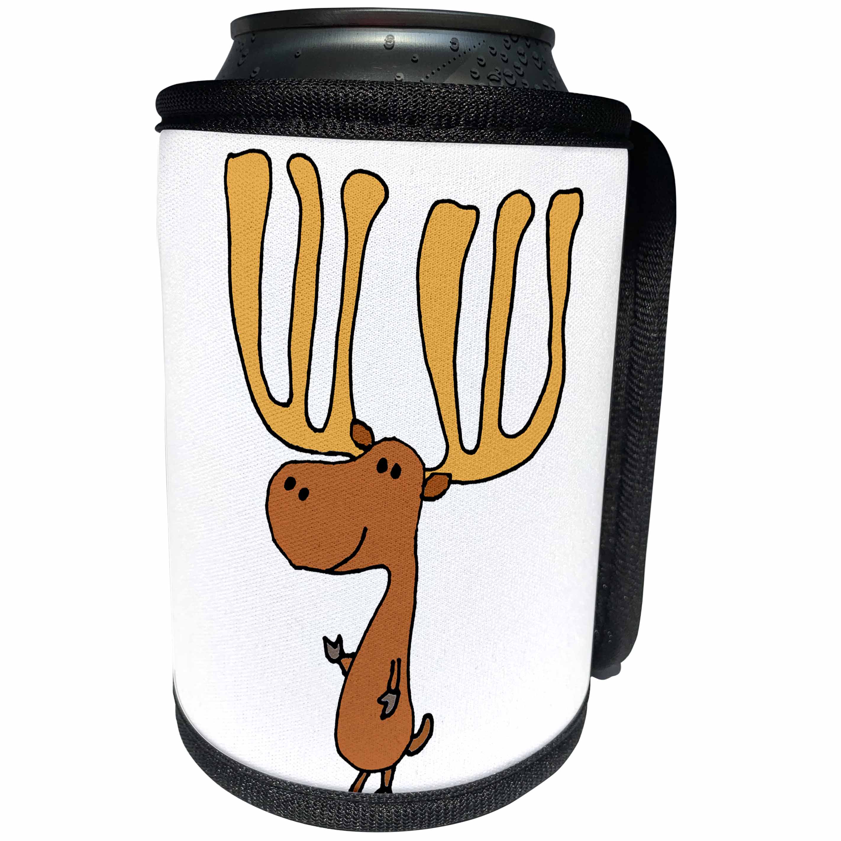 3dRose All Smiles Art Animals - Funny Cute Funky Moose Cartoon - Can Cooler Bottle Wrap (cc_270061)