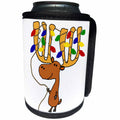 3dRose All Smiles Art Christmas - Cool Humorous Moose with Christmas Lights on Antlers Art - Can Cooler Bottle Wrap (cc_270062)