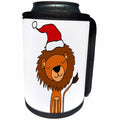 3dRose All Smiles Art Christmas - Funny Cute Lion in Santa Claus hat Christmas Cartoon - Can Cooler Bottle Wrap (cc_270068)
