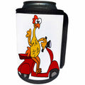 3dRose All Smiles Art Funny - Funny Cute Rubber Chicken riding red Motor Scooter Cartoon - Can Cooler Bottle Wrap (cc_270075)