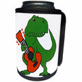 3dRose All Smiles Art Music - Cute Funny Green T-rex Dinosaur Playing Guitar cartoon - Can Cooler Bottle Wrap (cc_270083)
