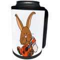 3dRose All Smiles Art Music - Funny Cool Brown Bunny Rabbit Playing Guitar Cartoon - Can Cooler Bottle Wrap (cc_270088)