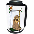 3dRose All Smiles Art Animals - Funny Cool Sloth and Wren Bird on Swing Cartoon - Can Cooler Bottle Wrap (cc_270106)