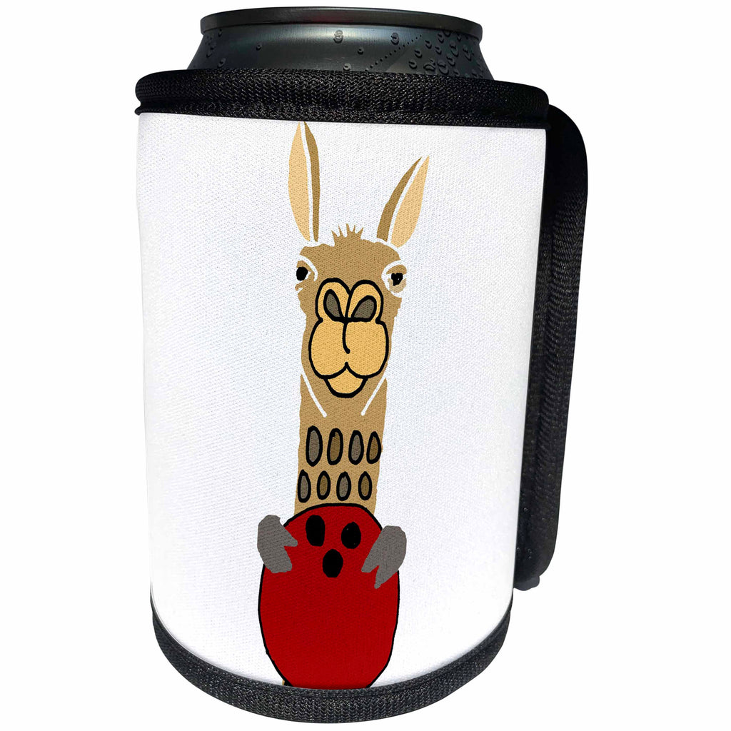 3dRose All Smiles Art Sports and Hobbies - Funny Funky Llama Bowling Cartoon - Can Cooler Bottle Wrap (cc_270120)