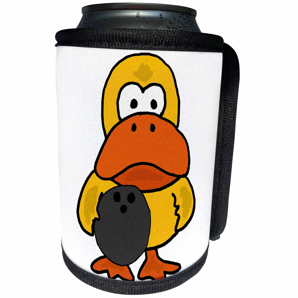3dRose All Smiles Art Sports and Hobbies - Funny Silly Yellow Duck Bowling Cartoon - Can Cooler Bottle Wrap (cc_270122)