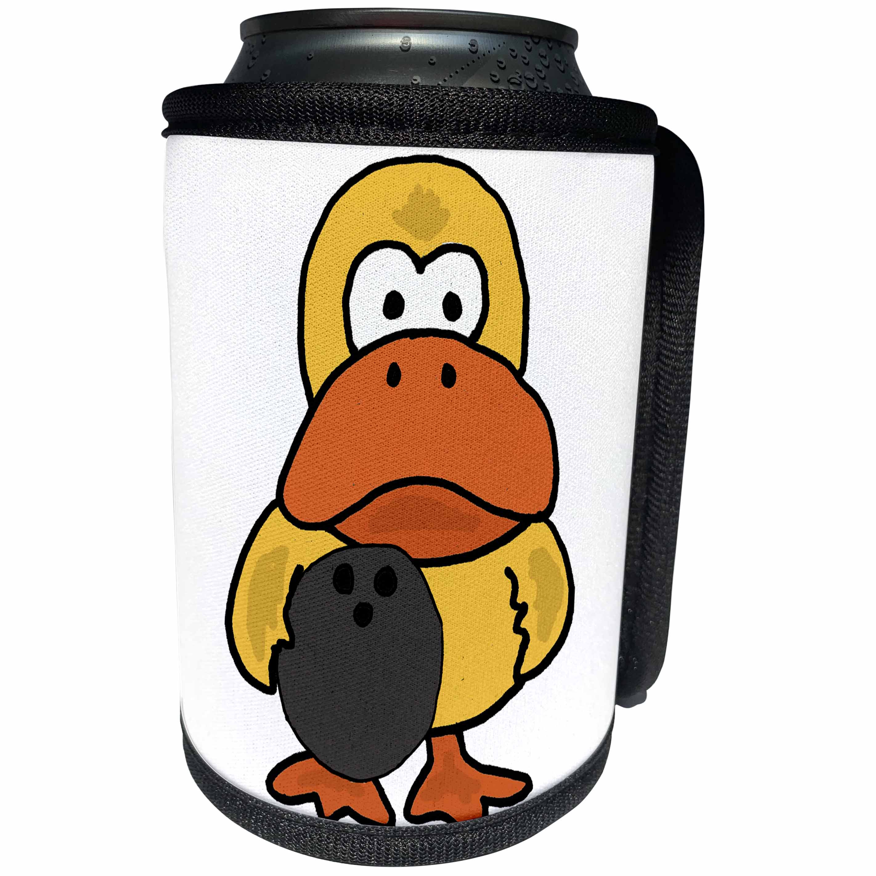 3dRose All Smiles Art Sports and Hobbies - Funny Silly Yellow Duck Bowling Cartoon - Can Cooler Bottle Wrap (cc_270122)