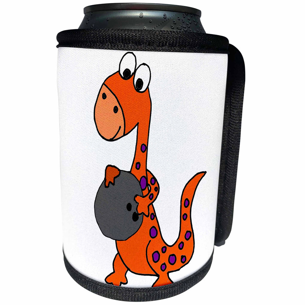 3dRose All Smiles Art Sports and Hobbies - Funny Cute Brontosaurus Dinosaur Bowling Cartoon - Can Cooler Bottle Wrap (cc_270124)