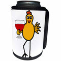 3dRose All Smiles Art Drinking - Cool Funny Yellow Chicken Drinking Wine Cartoon - Can Cooler Bottle Wrap (cc_270130)