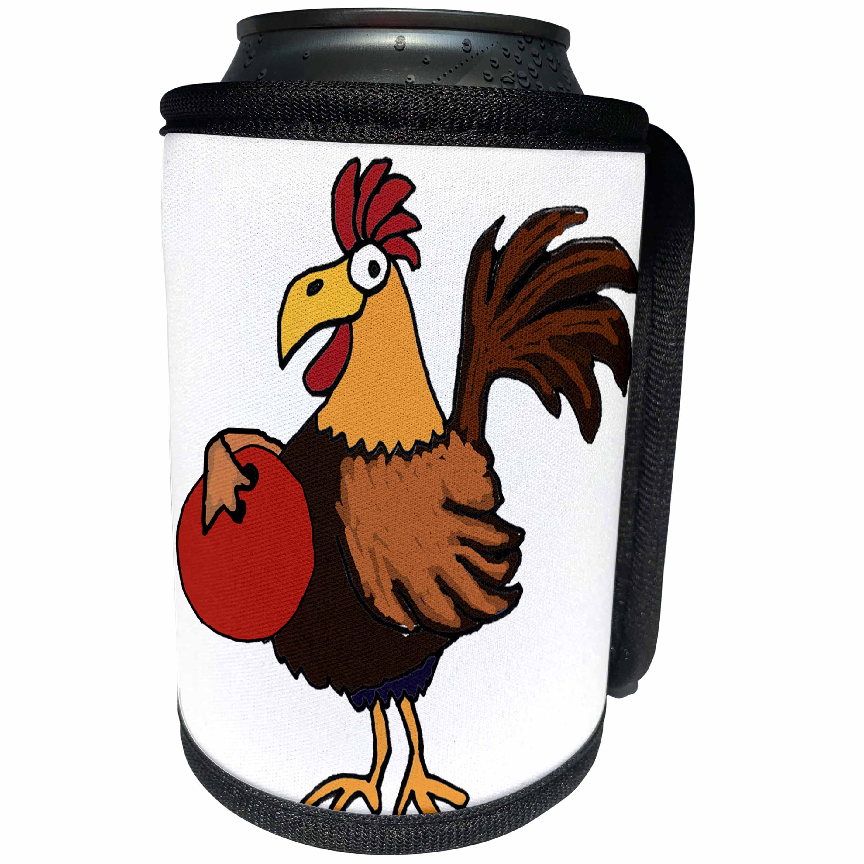 3dRose All Smiles Art Sports and Hobbies - Cute funny Rooster Chicken Bowling cartoon - Can Cooler Bottle Wrap (cc_270131)
