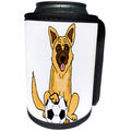 3dRose All Smiles Art Pets - Funny Cute Belgian Malinois Dog Playing Soccer Cartoon - Can Cooler Bottle Wrap (cc_270133)