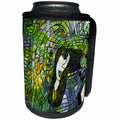 3dRose Jos Fauxtographee- Woman in a Headdress - A drawing of a lady in a headdress of many colors in green and yellow - Can Cooler Bottle Wrap (cc_270140)
