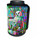 3dRose Jos Fauxtographee- Blended Layers Owl - An Owl in a yard with a blended layer behind it in abstract - Can Cooler Bottle Wrap (cc_270146)