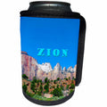 3dRose Jos Fauxtographee- Zion Written above Mountains - The word ZION written above the beautiful mountains in Utah - Can Cooler Bottle Wrap (cc_270163)