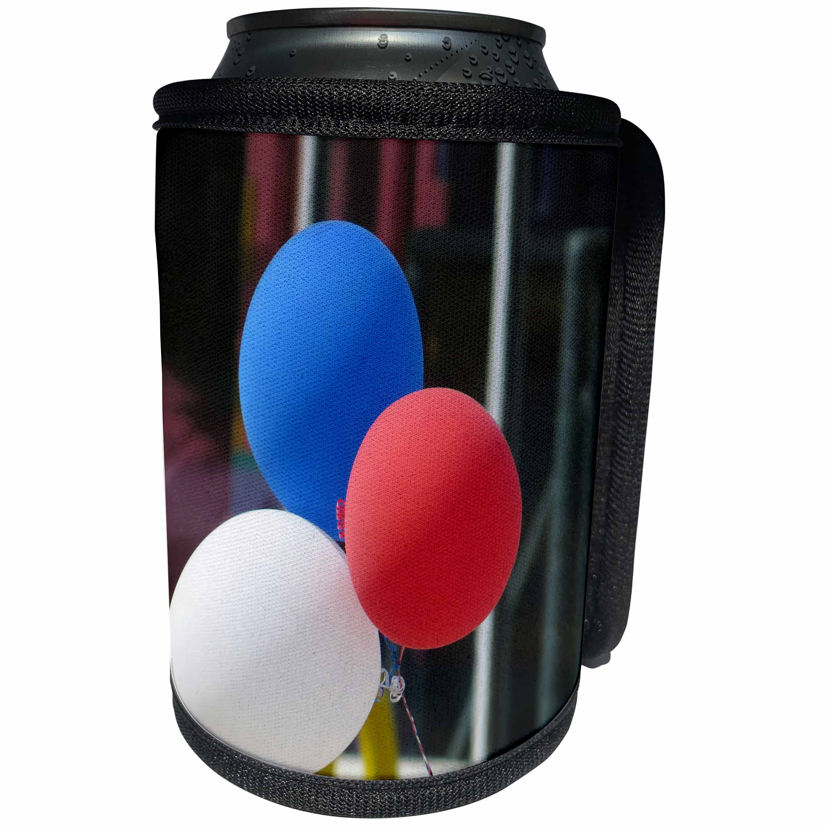 3dRose Jos Fauxtographee- Balloons in Red White and Blue - Balloons in red white and blue to celebrate anything worth celebrating - Can Cooler Bottle Wrap (cc_270166)