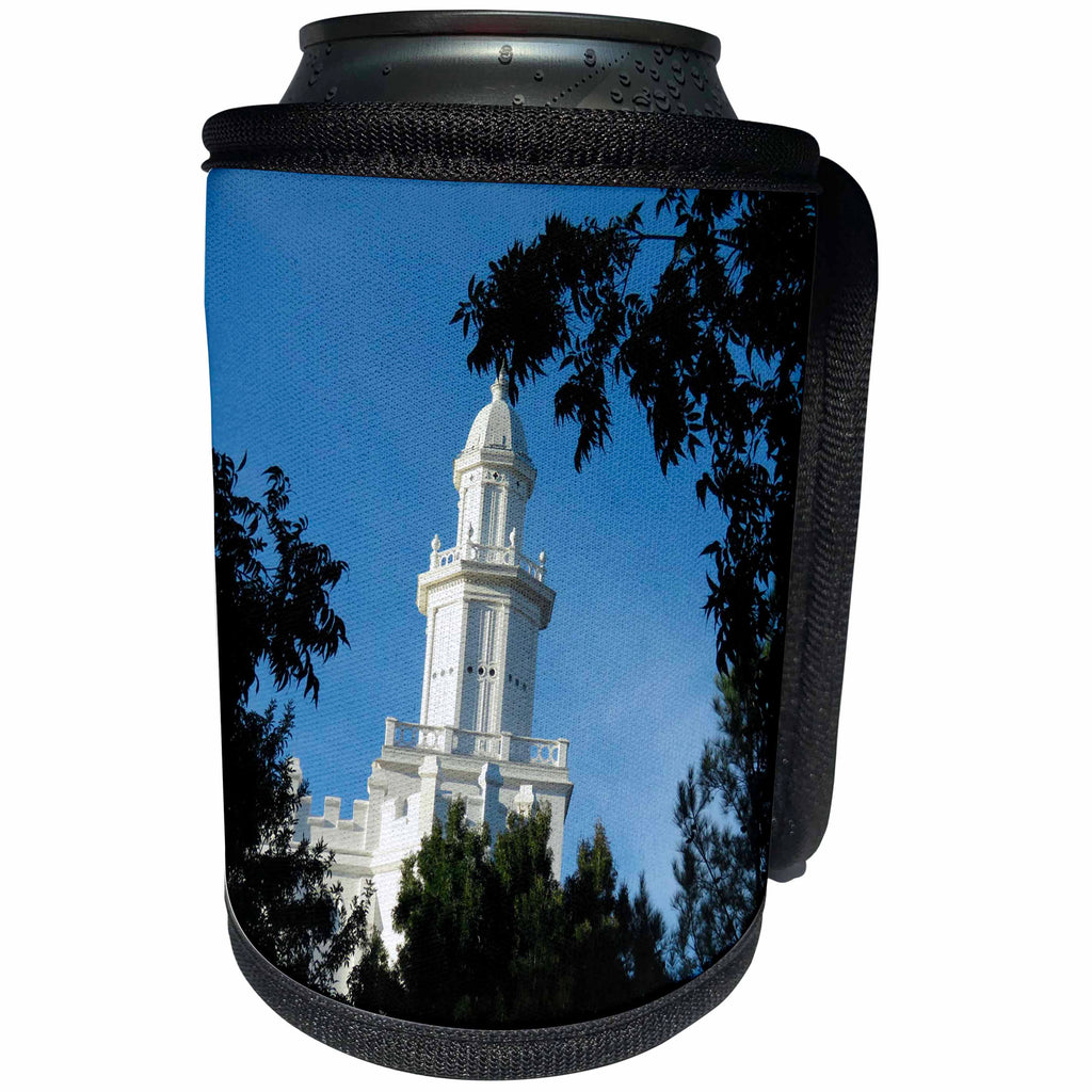 3dRose Jos Fauxtographee- Temple Framed by trees - The St. George Utah LDS Temple framed by trees - Can Cooler Bottle Wrap (cc_270172)