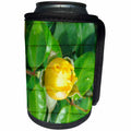 3dRose Jos Fauxtographee- Blended Layers Rose on Wall - A wall with horizontal lines behind a yellow rose bud - Can Cooler Bottle Wrap (cc_270178)