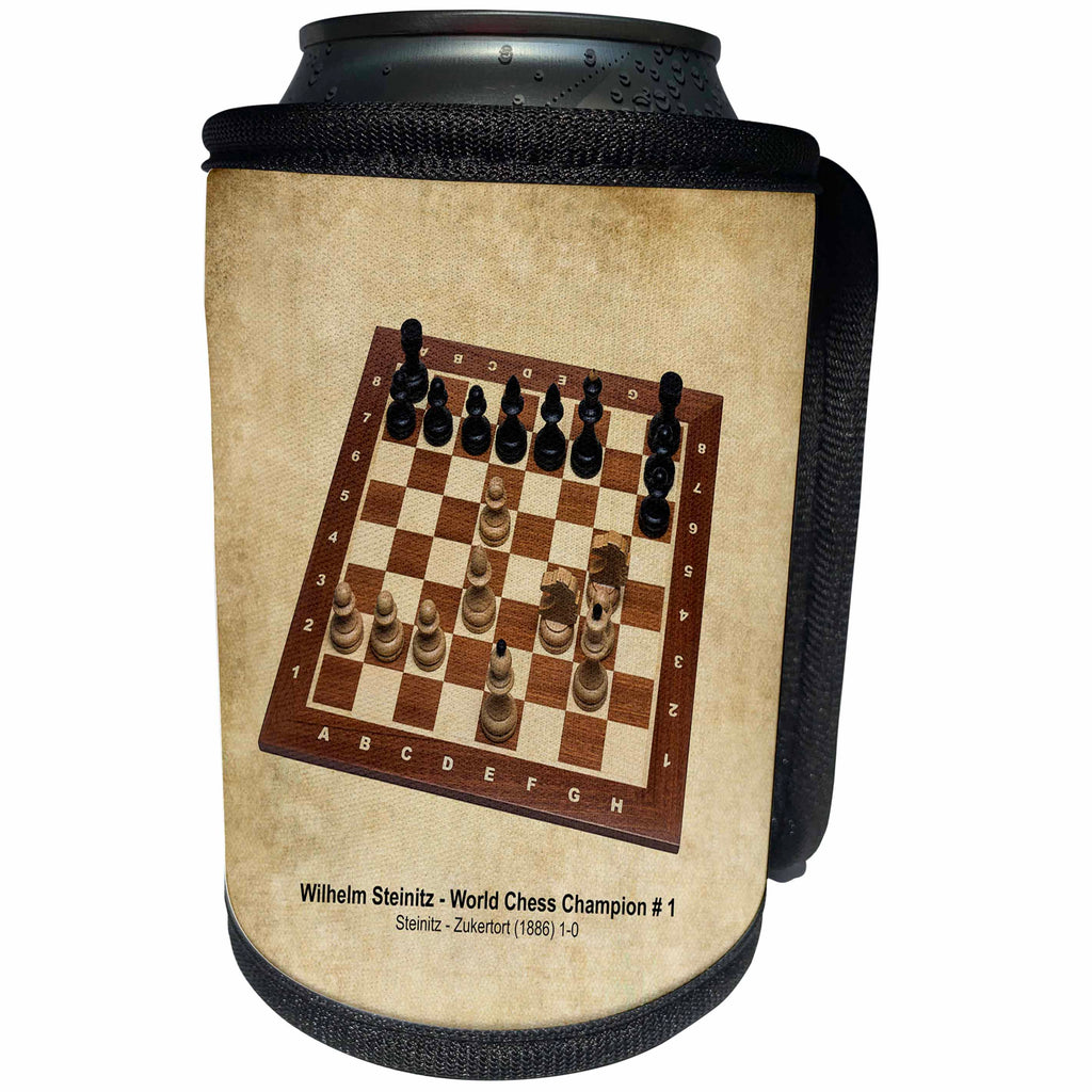 3dRose Alexis Photography - Chess Champions - World Chess Champion Number One Steinitz - Can Cooler Bottle Wrap (cc_270281)