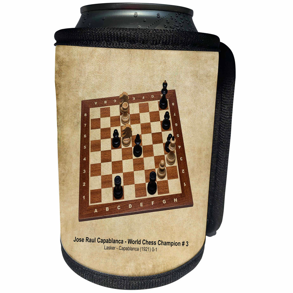 3dRose Alexis Photography - Chess Champions - World Chess Champion Number Three Capablanca - Can Cooler Bottle Wrap (cc_270283)