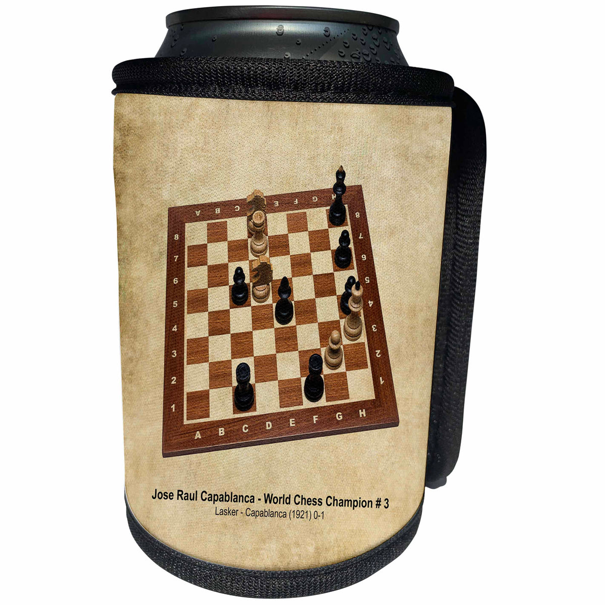 3dRose Alexis Photography - Chess Champions - World Chess Champion Number Three Capablanca - Can Cooler Bottle Wrap (cc_270283)